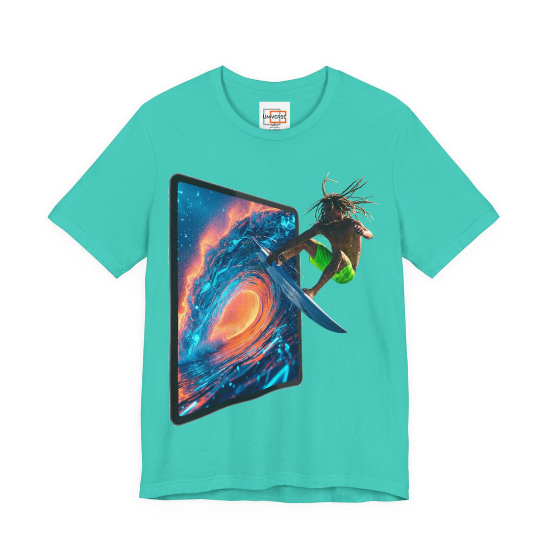 Fire Wave Surfer Portal— Unisex Graphic Tee | Universe