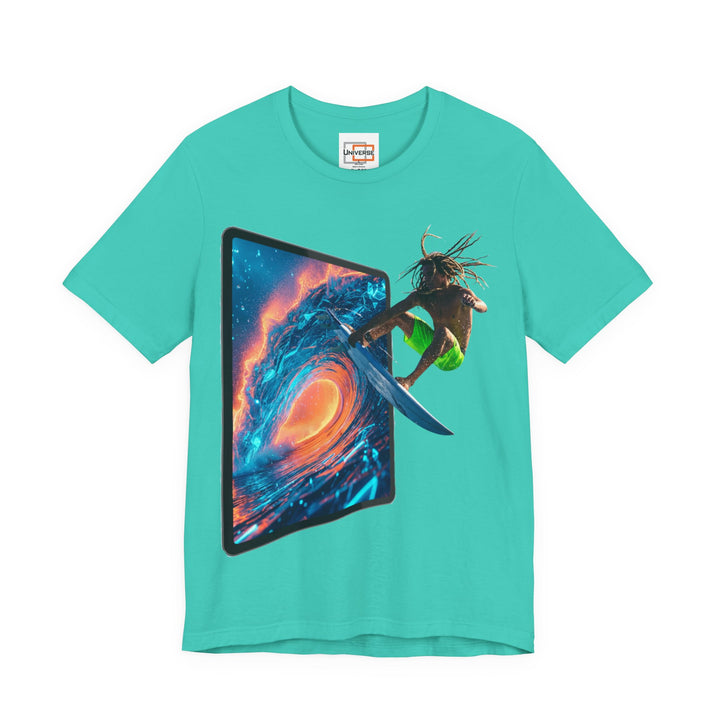 Fire Wave Surfer Portal— Unisex Graphic Tee | Universe