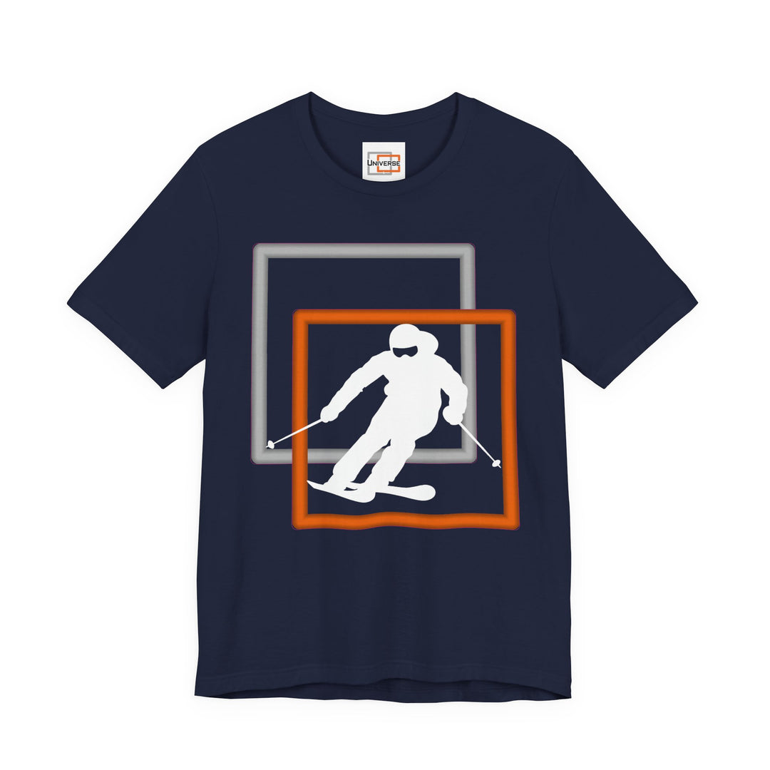 Minimal Downhill Skier Dark — Unisex Graphic Tee | Universe