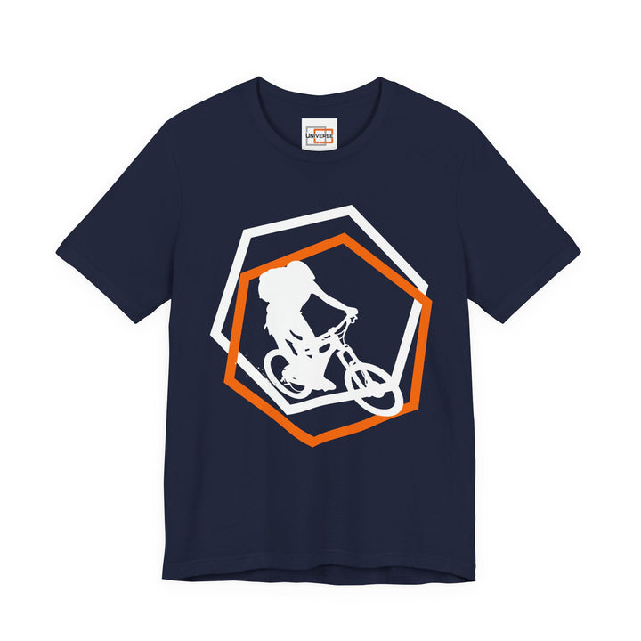 Minimal Mountain Biker Dark— Unisex Graphic Tee | Universe