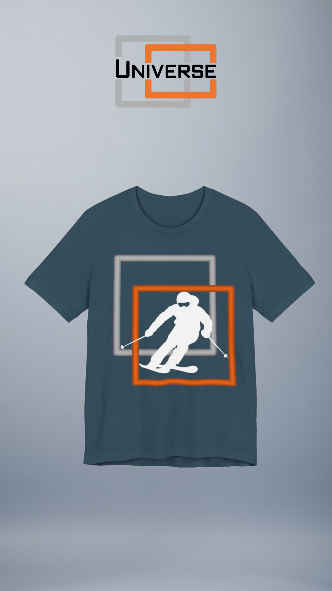 Minimal Downhill Skier Dark Branded Design Portrait — Universe Digital