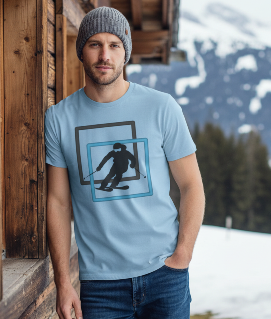 Minimal Downhill Skier Light Mockup — Universe Digital