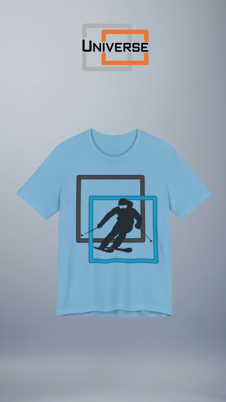 Minimal Downhill Skier Light Branded Design Portrait — Universe Digital