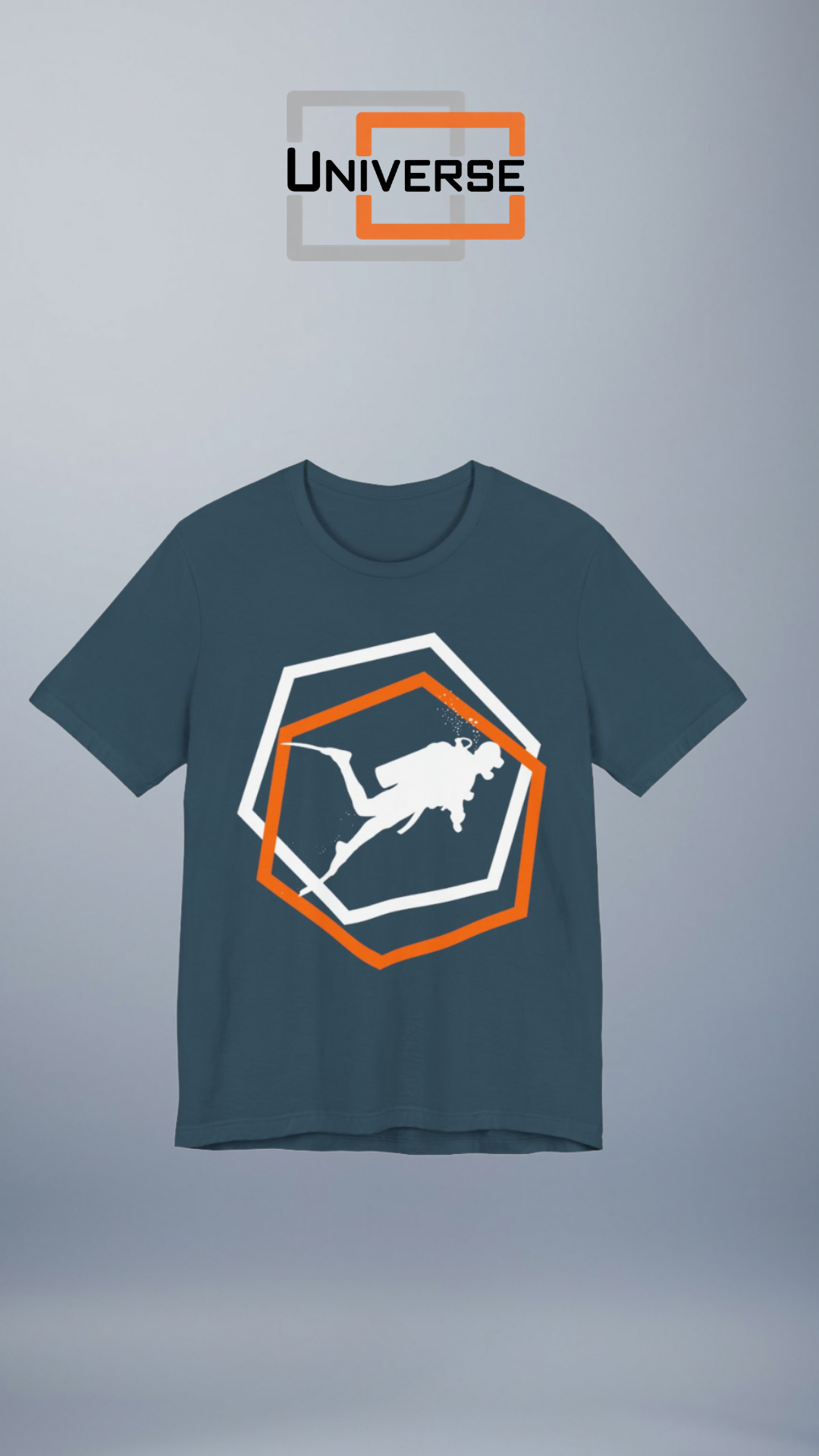 Minimal Scuba Diver Dark Branded Design Portrait — Universe Digital