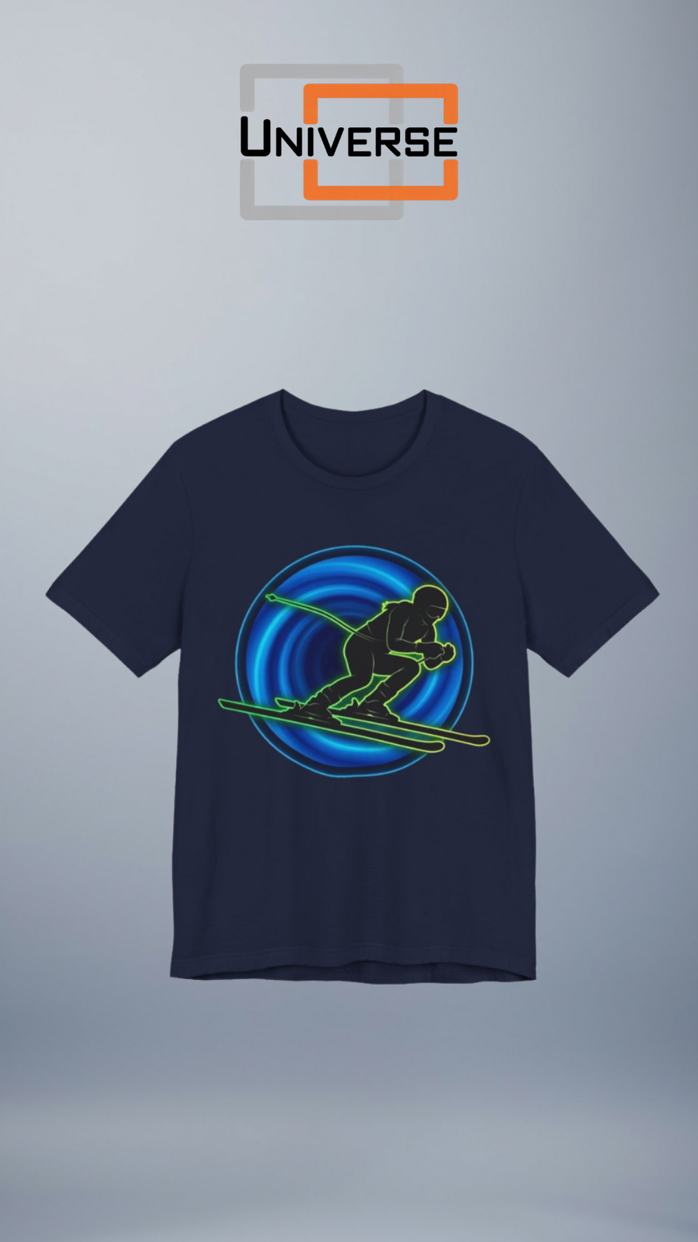 Neon Slalom Vortex Branded Design Portrait — Universe Digital