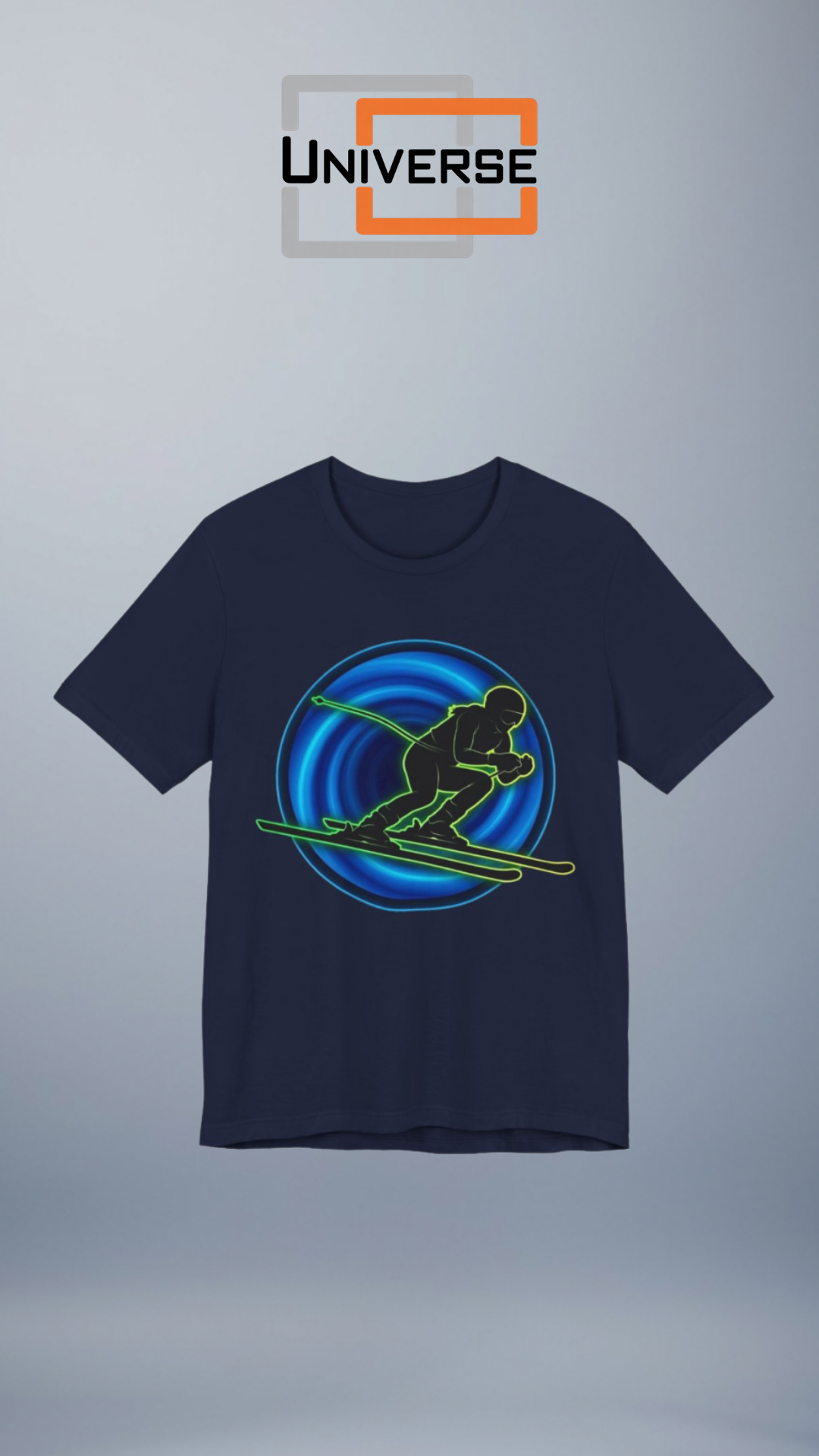 Neon Slalom Vortex Branded Design Portrait — Universe Digital