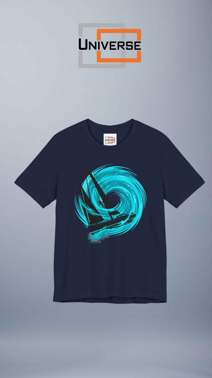 Neon Yacht Vortex Branded Design Portrait — Universe Digital