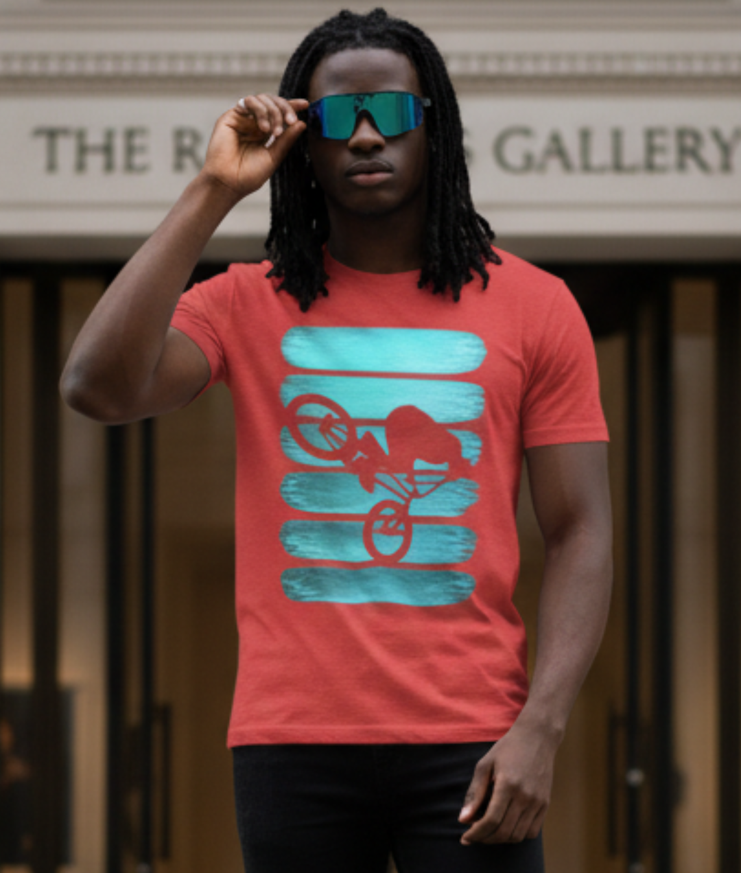 Vintage BMX Teal Stripes Mockup — Universe Digital