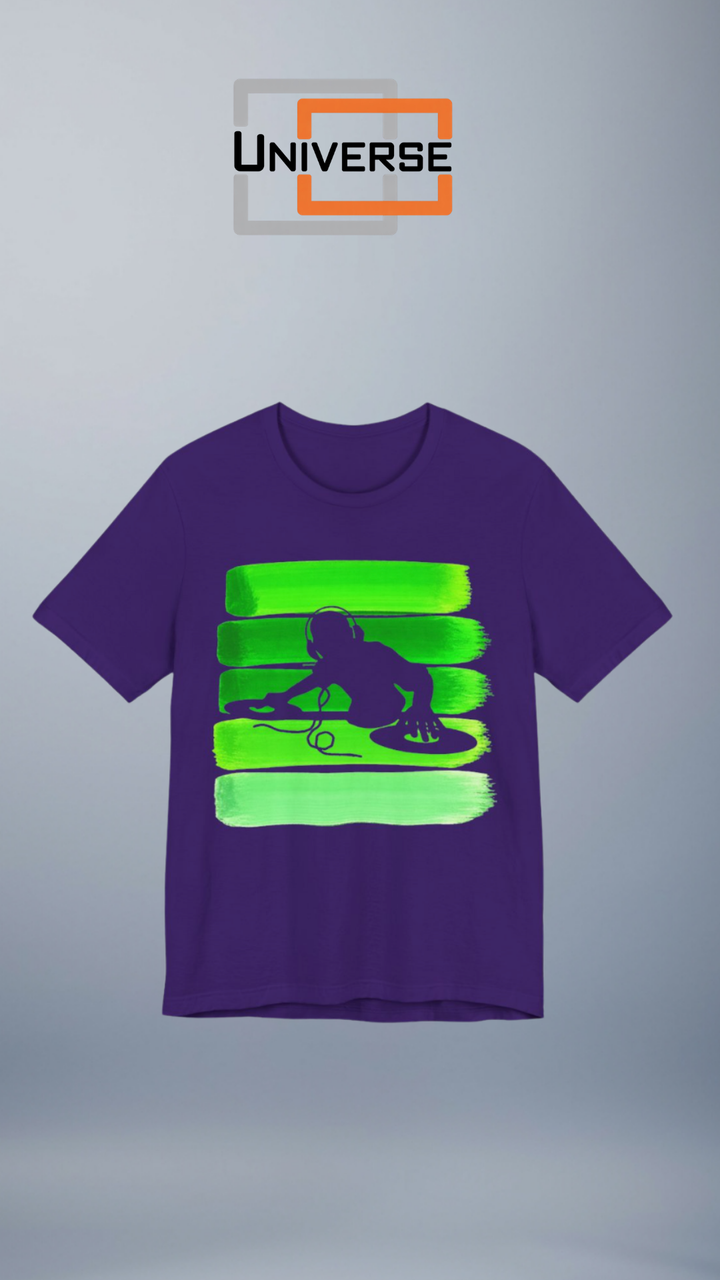 Vintage DJ Green Stripes Branded Design Portrait — Universe Digital