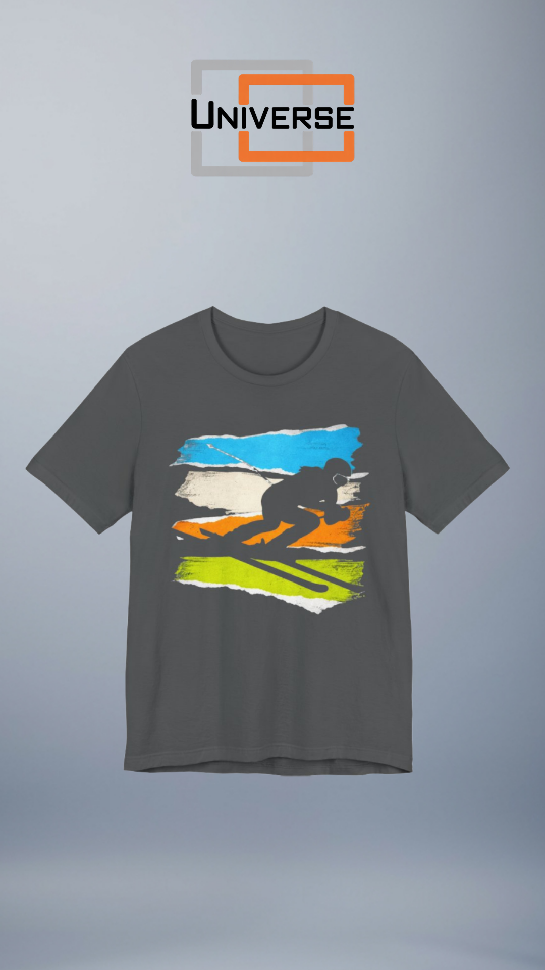 Vintage Downhill Skier Retro Branded Design Portrait — Universe Digital