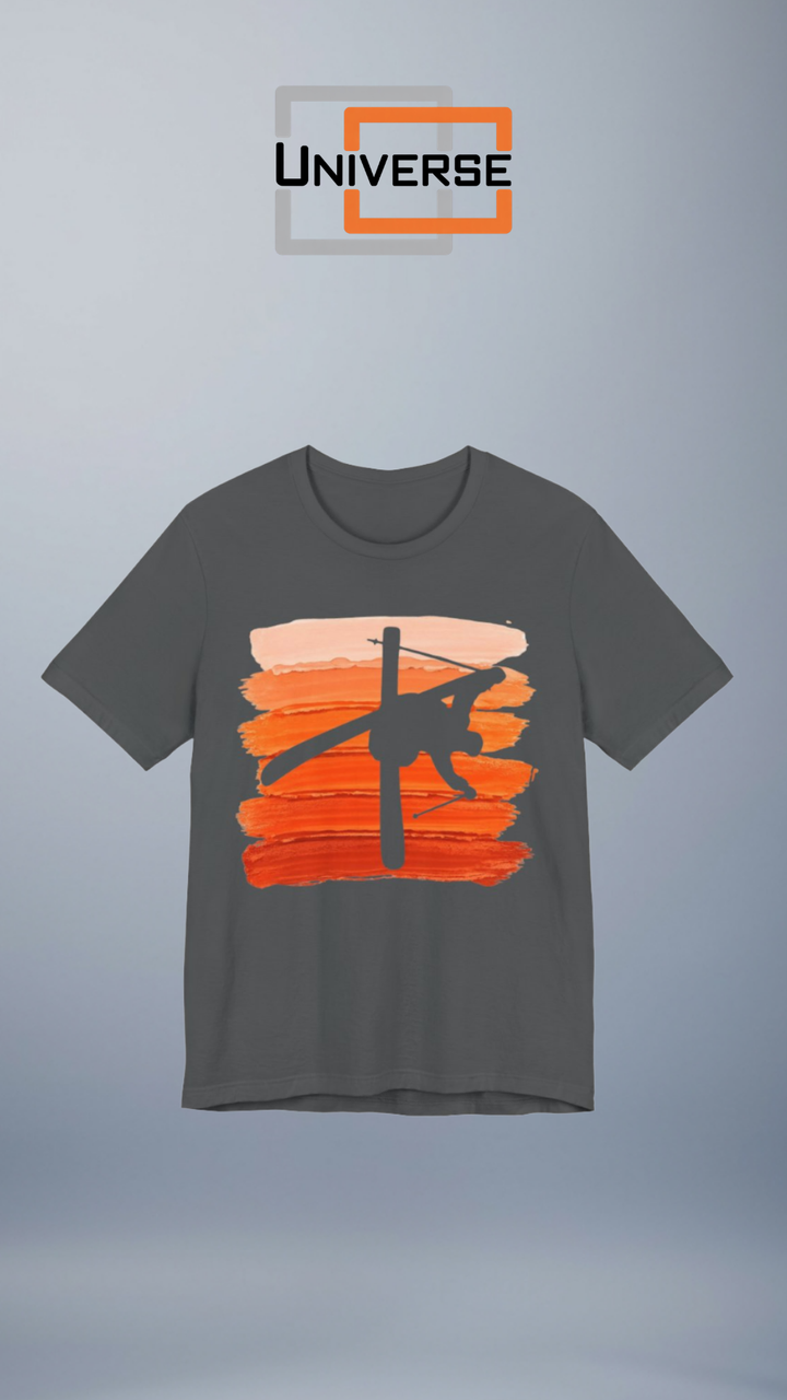 Vintage Freestyle Skier Orange Stripes Branded Design Portrait — Universe Digital
