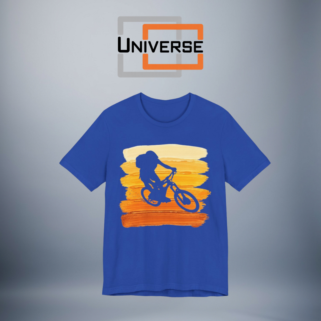 Vintage Mountain Biker Orange Stripes Branded Design — Universe Digital