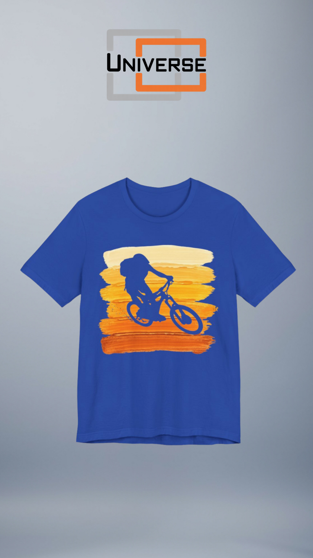 Vintage Mountain Biker Orange Stripes Branded Design Portrait — Universe Digital