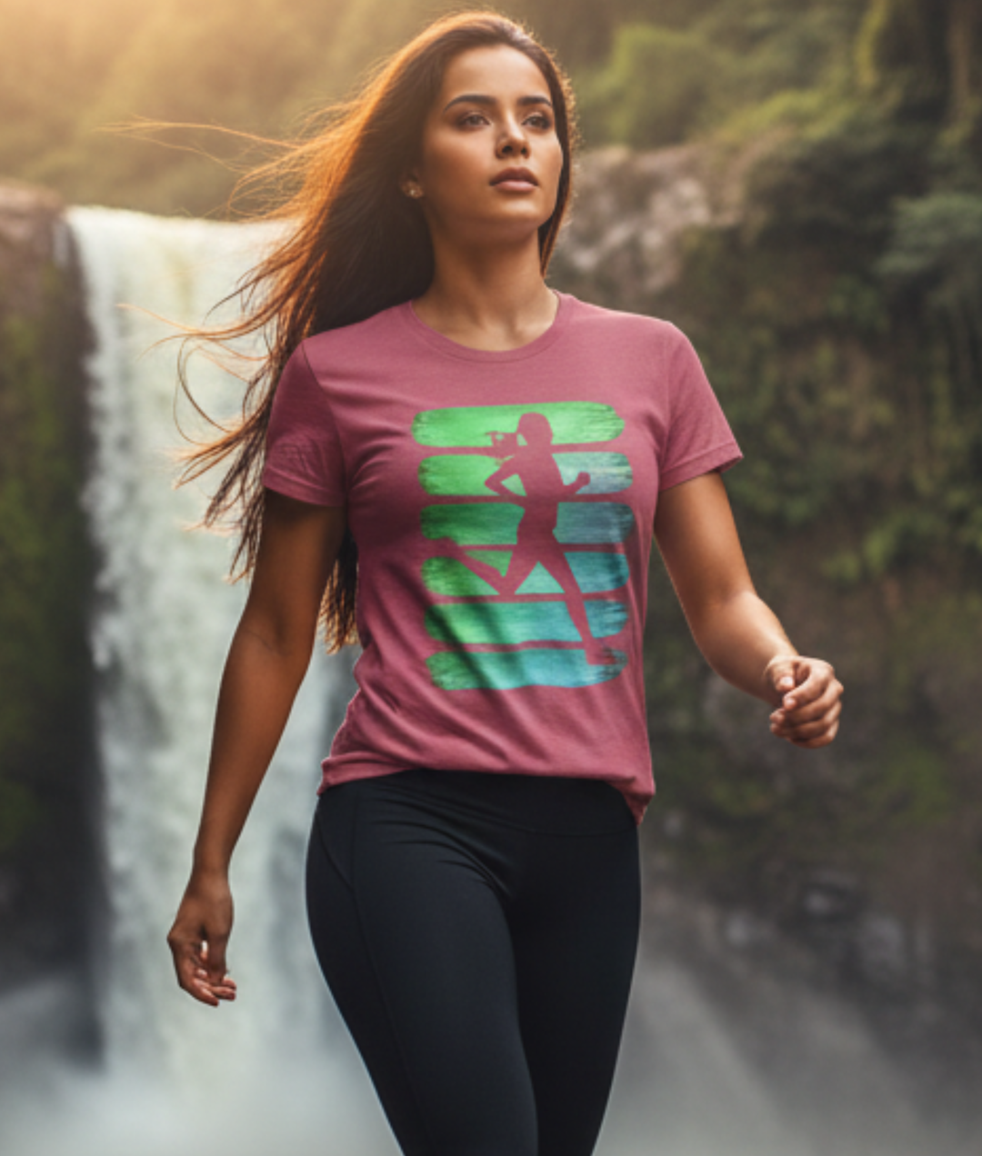 Vintage Runner Green Teal Stripes Mockup — Universe Digital