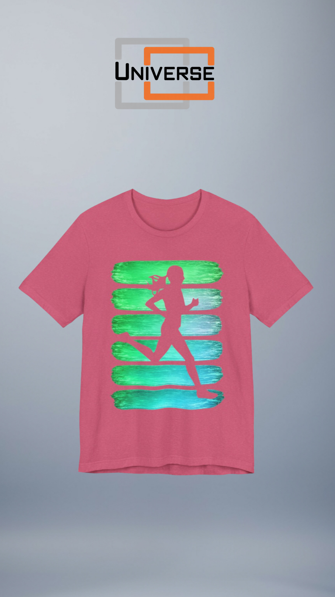Vintage Runner Green Teal Stripes Branded Design Portrait — Universe Digital