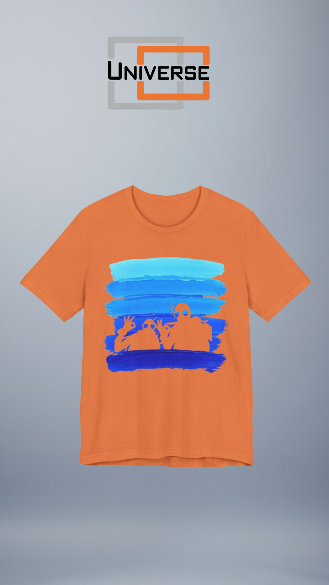 Vintage Scuba Dibers Blue Stripes Branded Design Portrait — Universe Digital