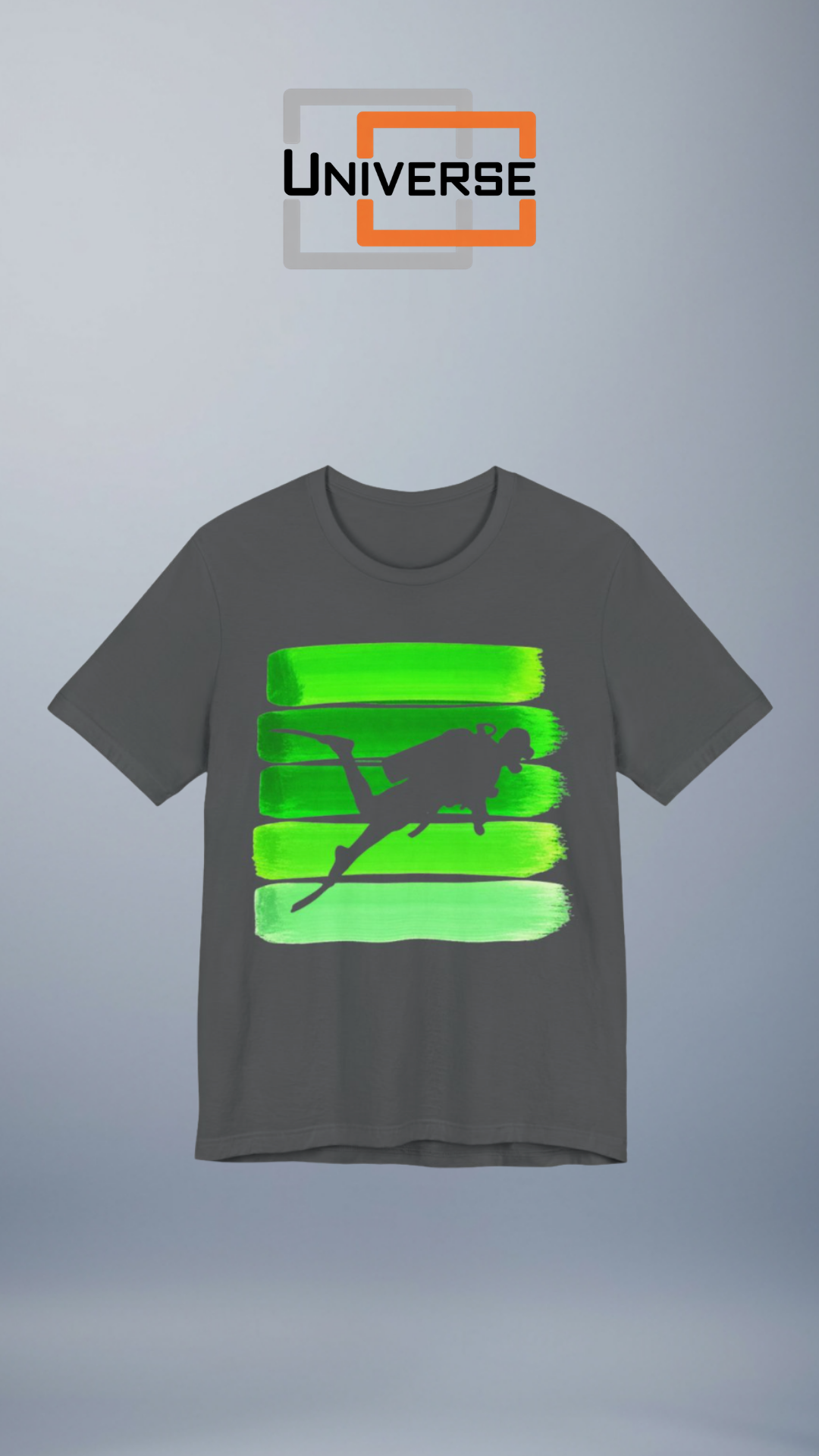 Vintage Scuba Diver Green Stripes Branded Design Portrait — Universe Digital