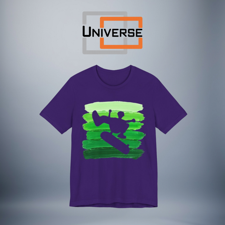 Vintage Skateboarder Green Stripes — Unisex Graphic Tee _ Universe Branded Design — Universe Digital