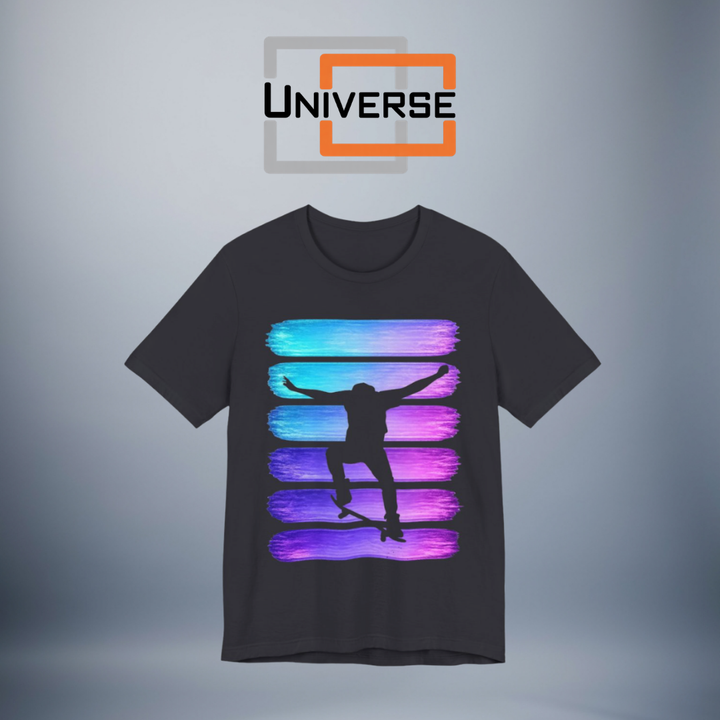 Vintage Skateboarder Purple Blue Stripes Branded Design — Universe Digital