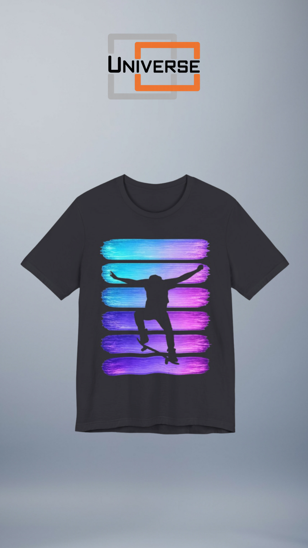 Vintage Skateboarder Purple Blue Stripes Branded Design Portrait — Universe Digital