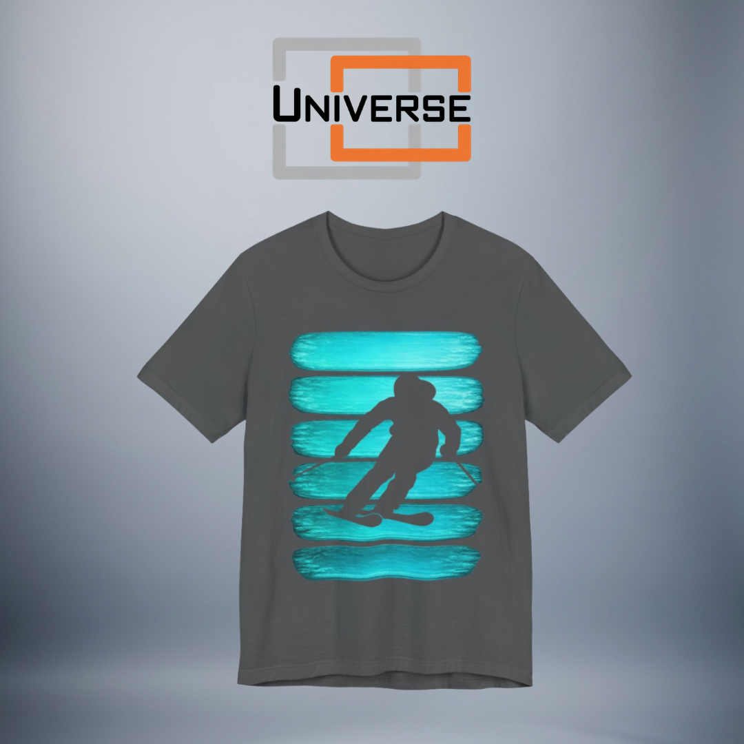 Vintage Skier Teal Stripes Branded Design — Universe Digital