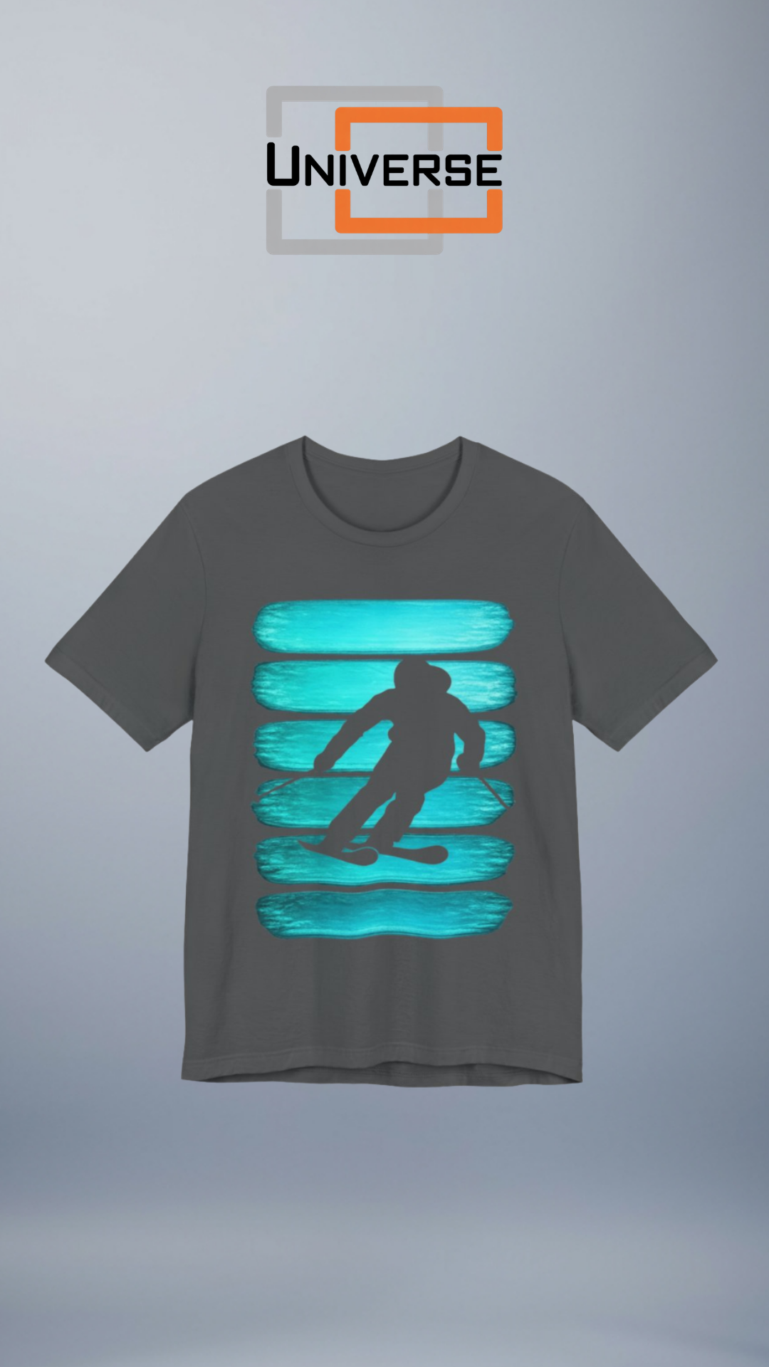 Vintage Skier Teal Stripes Branded Design Portrait — Universe Digital