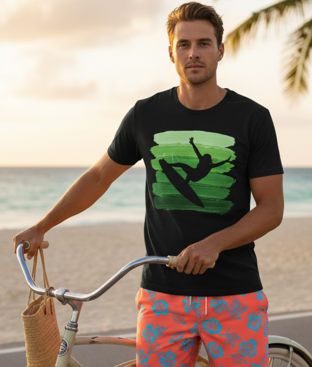 Vintage Surfer carve Green Mockup — Universe Digital