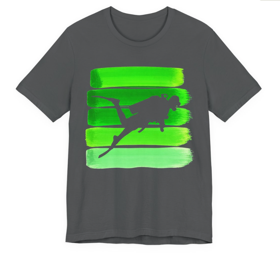 Vintage Scuba Diver Green Stripes | Universe
