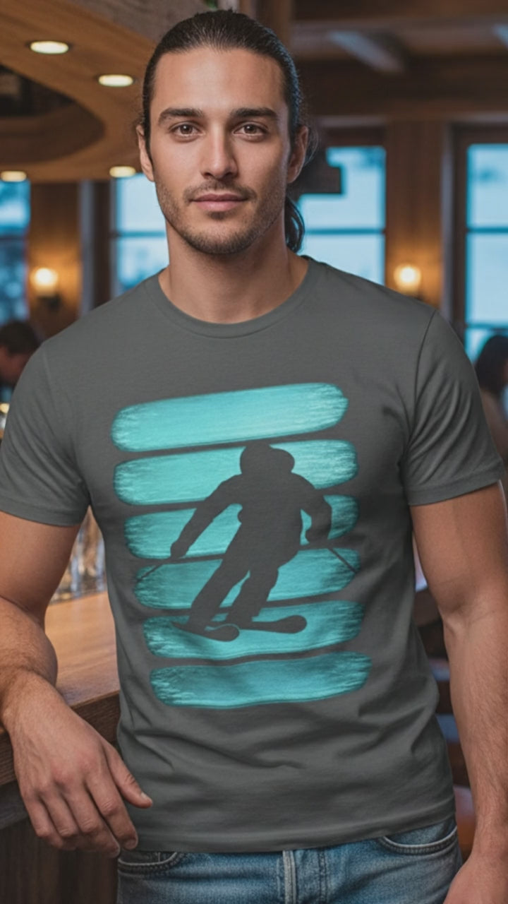 Vintage Skier Teal Stripes Lifestyle Video — Universe Digital