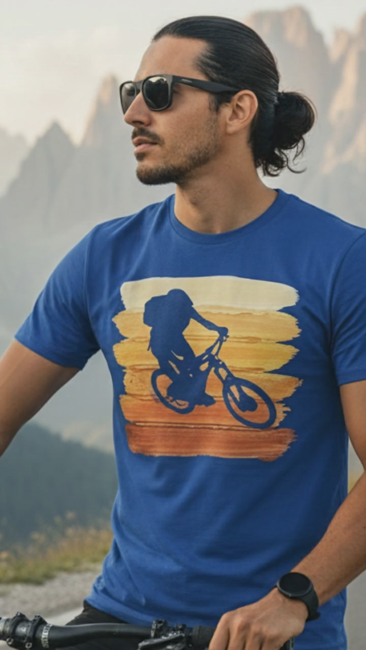 Vintage Mountain Biker Orange Stripes Lifestyle Video — Universe Digital